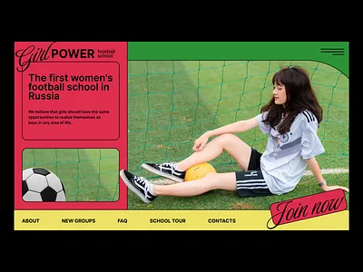 Football school main screen concept desktop educational football interface landing layout logo main screen school typo ui web