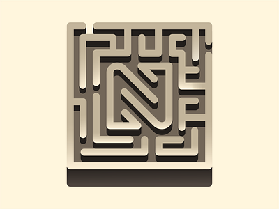 N maze 3d agency badge branding design font geometric graphic design icon icon set illustration isometric labyrinth letter logo maze n sticker typo vector