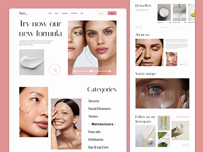 Homepage for a skincare online shop homepage skincare ui uiux webdesign