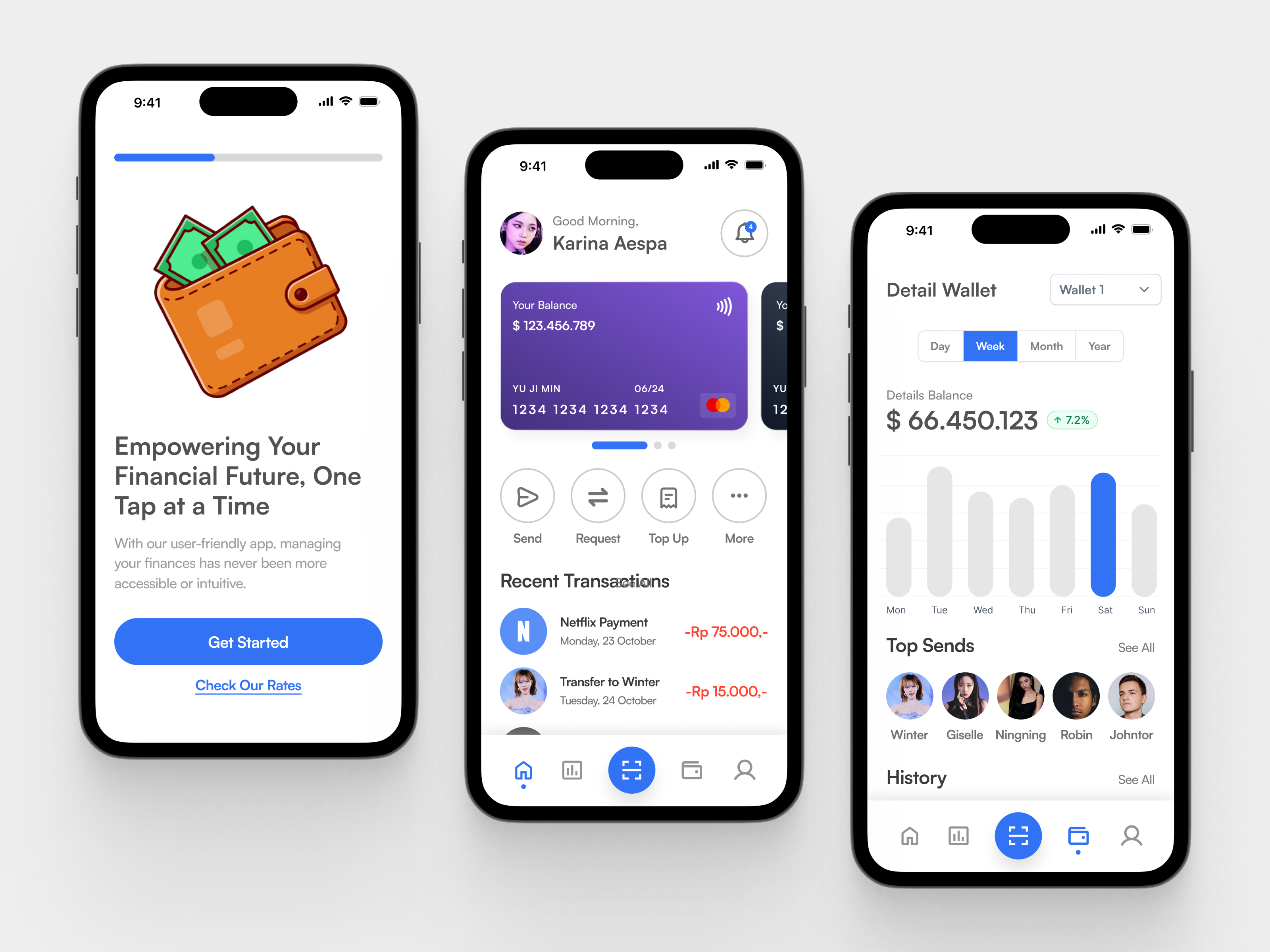 EazyPay - Digital Wallet Mobile App app app design bank clean design e wallet finance mobile mobile app money app online banking qrcode scan send money transaction transfer ui uiux wallet wallet app