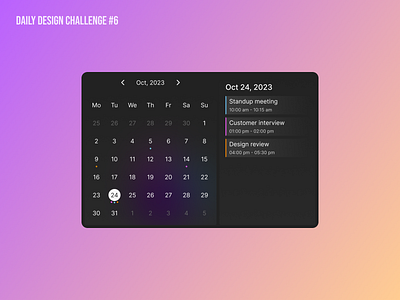 Calendar - DDC #6 calendar component dark mode design meeting mobile schedule ui