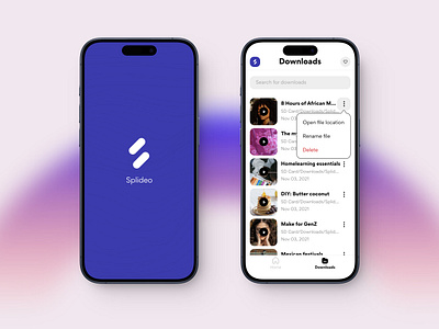 Splideo - Online video downloader app app design downloader mobile social media ui ux