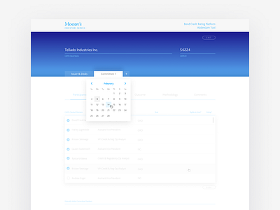 Moodys - Rating Tool clean credit rating financial minimal moodys product design ui ux