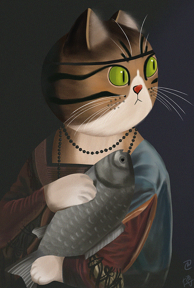 Cat with a Fish procreate