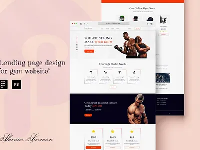 Lending page design for the gym website branding design figma lendingpage ui ui design uiux web design xd