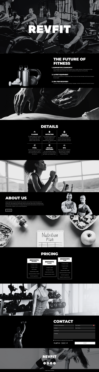 RevFit Gym Website branding design fitness website graphic design landing page landing page design logo ui web design website