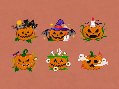 Halloween Pumpkins Graphics autumn cartoon celebration fall graphics halloween halloween celebration halloween pumpkin holiday illustration jack o latern objects october pumpkin pumpkins retro vector