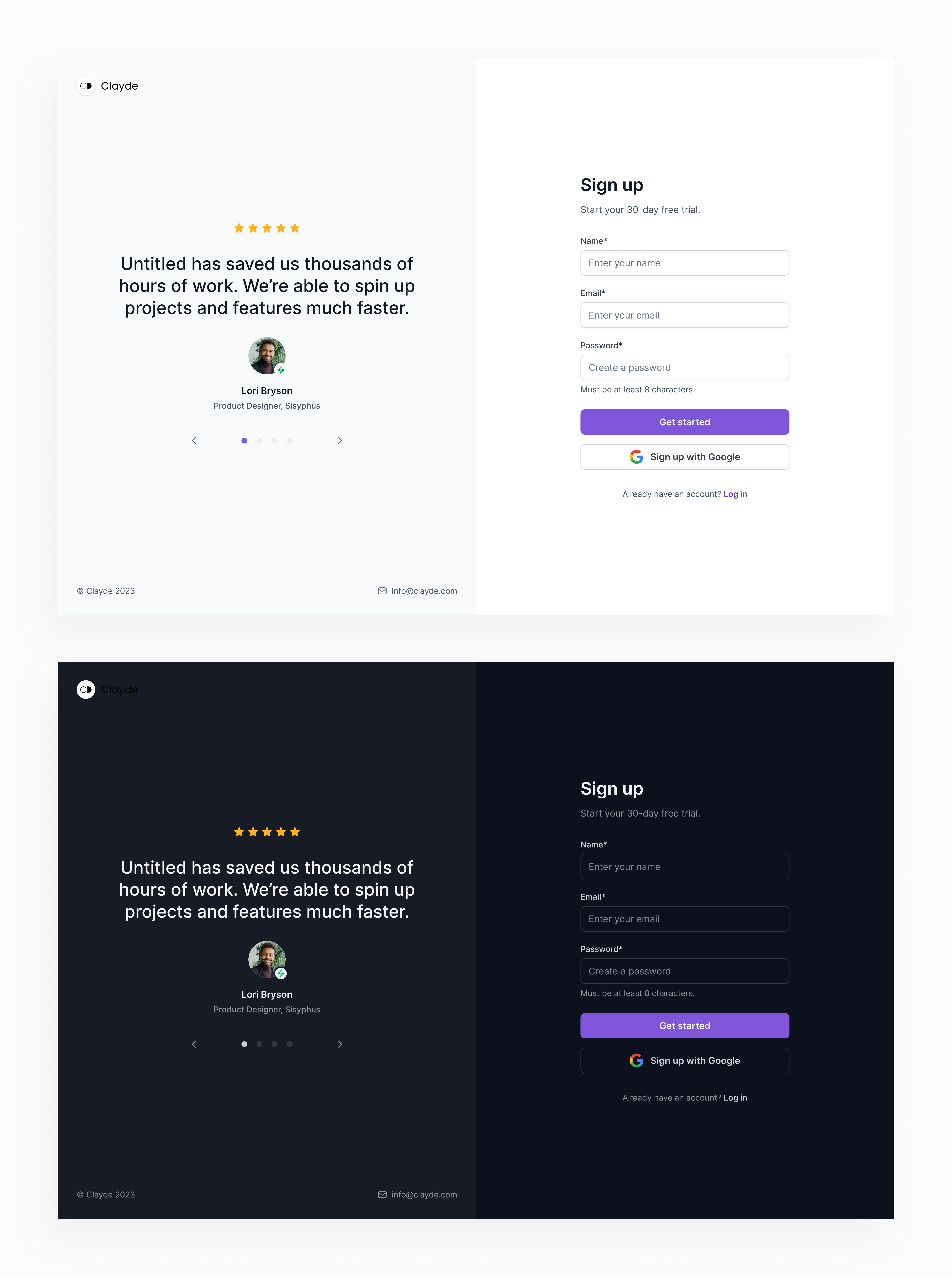 Sign up pages branding graphic design landing page log in sign up ui vlayde web app website