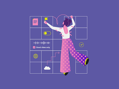 Time management / Schedule app communication creative design girl graphic design illustration mindset time management ui y2k