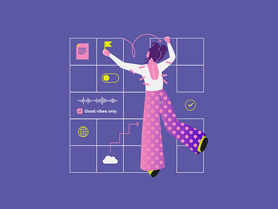Time management / Schedule app communication creative design girl graphic design illustration mindset time management ui y2k