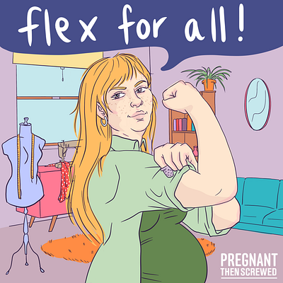 Flex For All 2021 families flexible working illustration politics pregnancy pregnant then screwed procreate wfh working families working from home