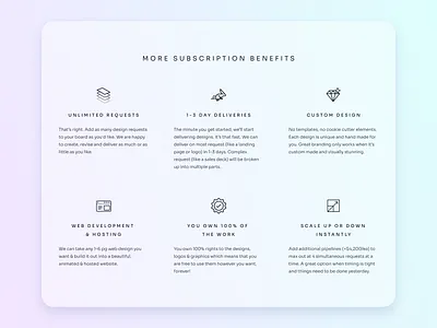 Nanospace - Features benefits card clean conversion design elegant features icon list minimal product design ui ux