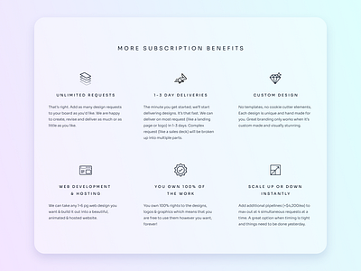 Nanospace - Features benefits card clean conversion design elegant features icon list minimal product design ui ux