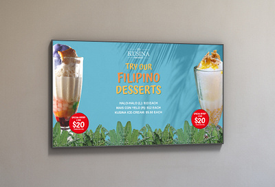 In-Store TV Display: Filipino Dessert Promotion branding graphic design mockup typography