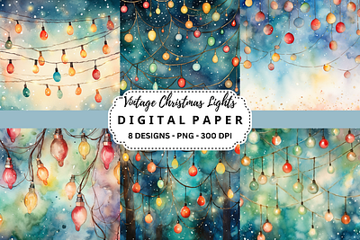 Vintage Christmas Lights Background tumbler wrap