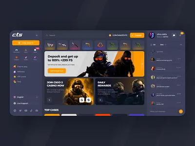 CS2 UX|UI Platform Design casino counter strike cs cs2 cs:go csgo gambling game design gaming gun interface skins ui ux