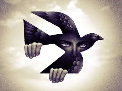 Trapped bird digital digital illustration illustration noise texture