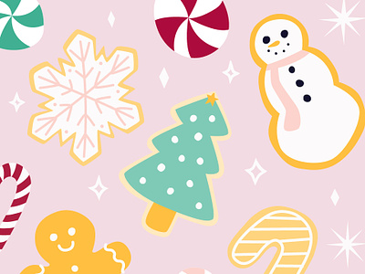 Cookies & Candy Holiday Illustration candies candy christmas cookie cookies holiday holiday illusttration illustration treats