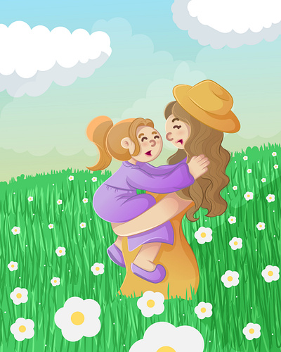 Mother and daughter artwork character character illustration cookies cute girl editorial design lovely art mom mom art mother mothers day vector illustration