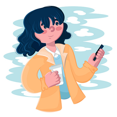 Girl in her phone art artwork character editorial girl illustration illustration vector illustrator mascot phone vector art woman