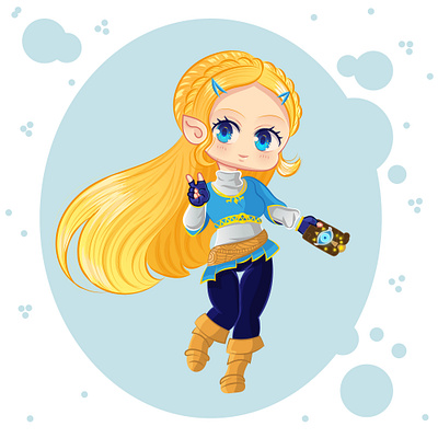 Zelda - Fanart illustration art character chibi cute digital art editorial fanart games illustration vector vector art zelda