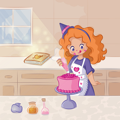 It's that kind of magic! art artwork cake character cookies cookiesncream cooking design digital art editorial heart illustration love vector witch witchcraft
