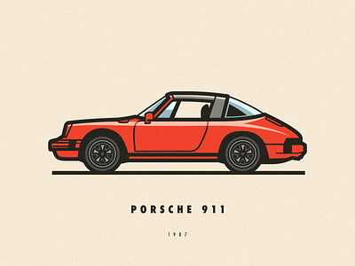 Porsche 911 illustration 911 bucket clean design flat illustration minimalism porsche slick vector