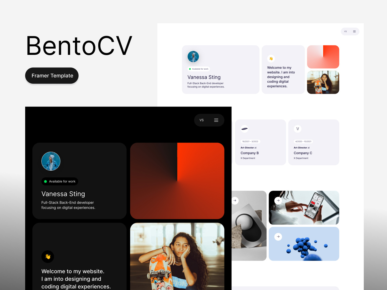 Bento CV Framer Template