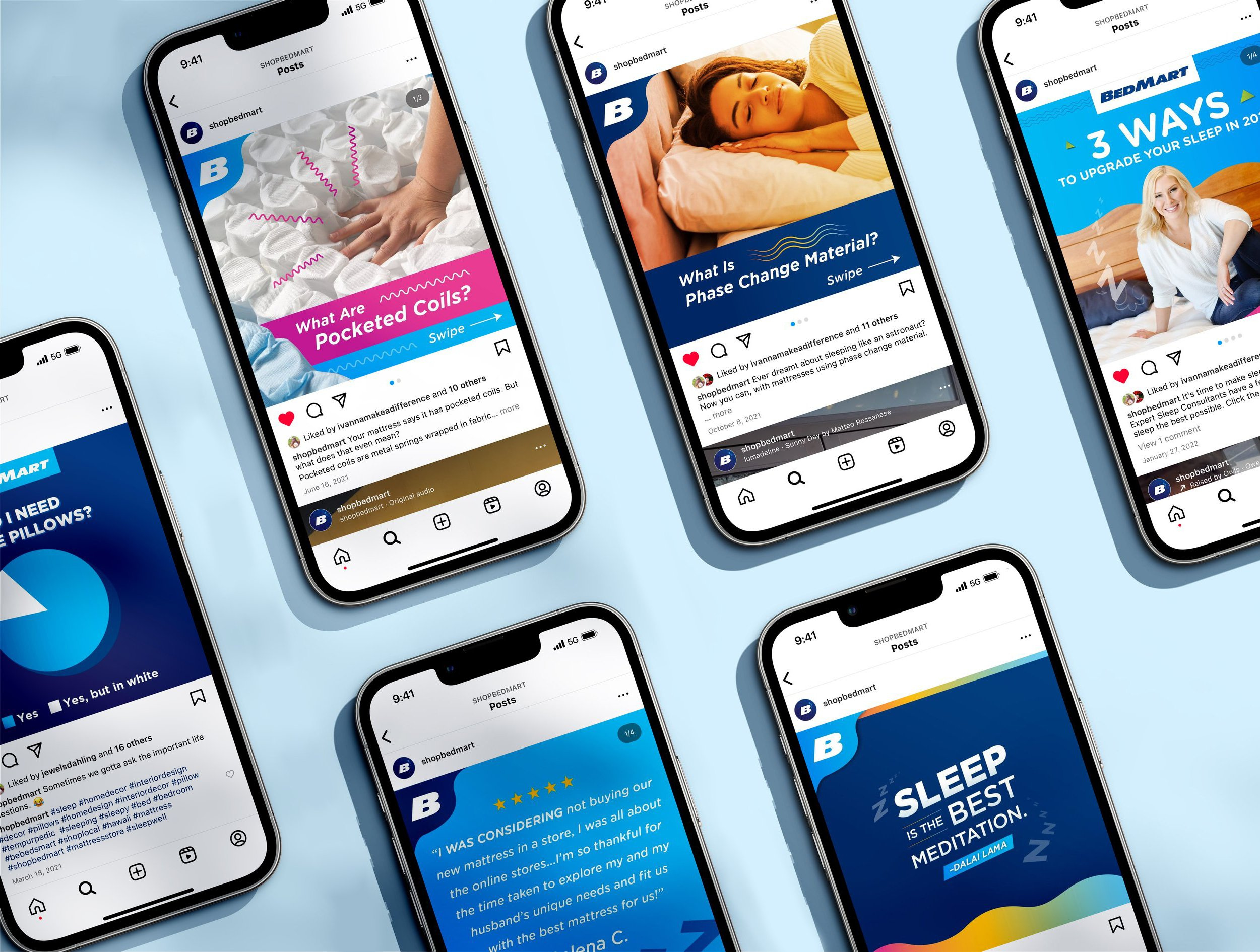 BedMart Social Media Branding branding design graphic design instagram logo mobile graphics social media typography ui ux vector