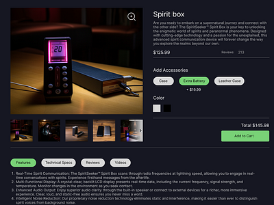 "Paranormal Probes" online store UI design design figma ghost hunting onlinestore pages paranormal photoshop ui ui design ux web webdesign