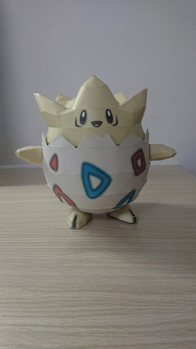 Kute Togepi pokemon! Design by PaperPokes team, made by me. 3d model assemble built cutting handmade papercraft pokemon togepi