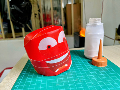 Larva Red (design by me, making on progress). 3d model assemble built cutting funnny handmade larva red papercraft