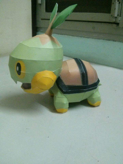 A kute Turtwig! Design by PaperPokes team, made by me (2016) 3d model assemble built cutting handmade papercraft paperpokes pokemon turtwig