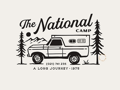 The National Camp adventure camp classic car illustration outdoor pine tshirt design vintage