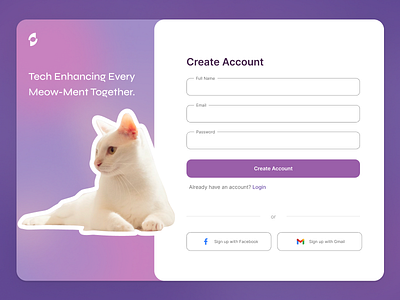 Account creation page ui ux