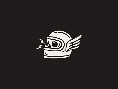 Helmet automotive brand branding illustration logo motorcycle race rider vintage wing
