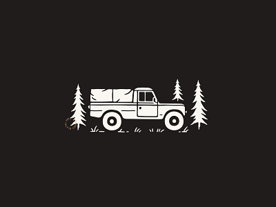 A Long Journey car forest icon illustration logo night pine truck tshirt design vintage