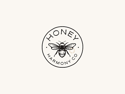 Honey Harmony Co animal bee branding circle honey illustration logo retro vintage