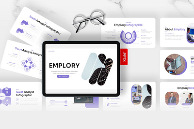 Emplory PowerPoint Template agency business emplory gsl key modern powerpoint ppt pptx presentation template purple ui website white