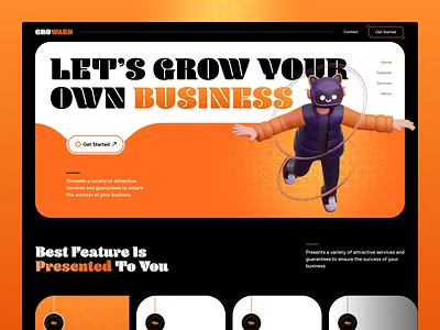 A journey into the world of Business Digital Consulting. 🌟 3d 3d illustration app business clean design fun illustration landing page marketing minimal modern orange slabdsgn ui website