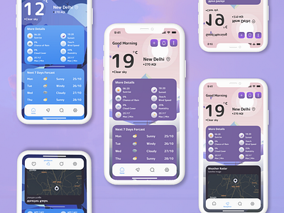 Dynamic Weather Application for a Mobile device app appdesign branding design dynamic app graphic design mobile app new app trending ui ui design uidesign ux design viral weather app weather ui