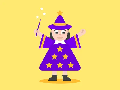 Little Witch character design childrem book digital art flat design geometric graphic design illustration 2d print vector art vector illustration