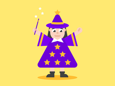 Little Witch character design childrem book digital art flat design geometric graphic design illustration 2d print vector art vector illustration