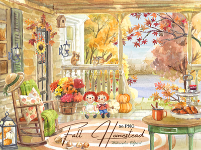 Watercolor Fall House Clipart aquarelle autumn card design clipart fall clipart fall design fall illustration graphic elements holloween home coming illustrations landscape painting scenery illustration thanksgiving watercolor watercolor designs watercolor elements watercolor illustration watercolour