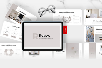 Reasy PowerPoint Template agency business gsl key minimalist modern powerpoint ppt pptx presentation template reasy silver ui website white