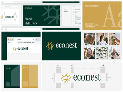EcoNest - Architectural Firm - Brand Guidelines architectural brand brand guidelines brand identity brand style guide branding design eco eco friendly firm gold green guidelines logo logo design property real estate sustainable vektora visual identity