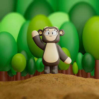 Momo's Heartwarming Waves 3d character 3d model blender modelling monkey