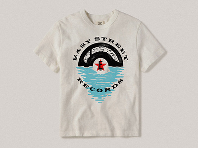 Easy Street Records X The Edgewater Hotel Collab 2d 2d design adobe photoshop apparel art brand brand identity branding design graphic design hospitality music retail retro t shirt t shirt design texture travel vintage