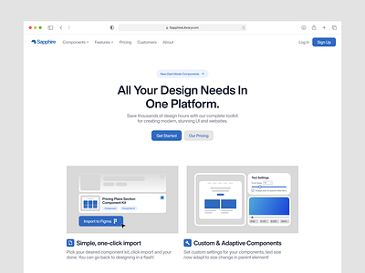 Sapphire - Component Library Hero app clean component component library crypto design figma hero section homepage icons landing page light mode minimalist modal platform saas ui ui design ui kit widget