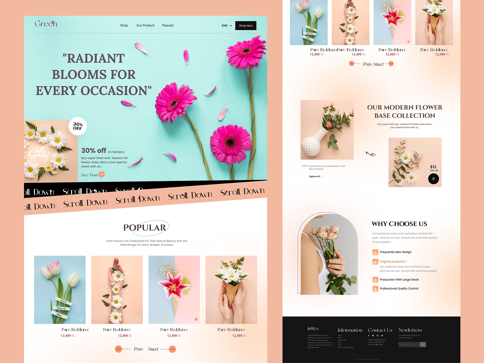 Flower shop landing page design / home page by Tajrin Nahar on Dribbble